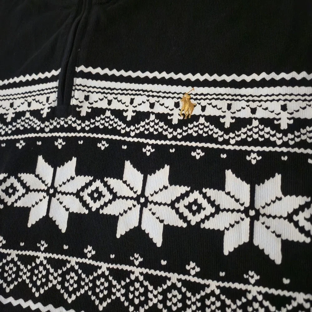 Polo Ralph Lauren Men's XL Sweater Estate Rib Black Snowflake Quarter 1/4 Zip